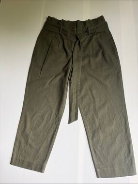 Boden Olive Paperbag Waist Chinos with Self-Tie Belt Size 4